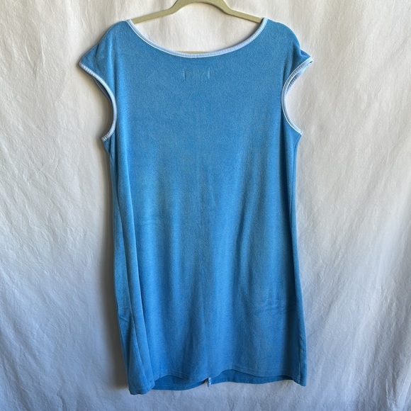 Vintage Karen Neuburger blue terry cloth lounge dress / sleepwear, size L - Picture 5 of 5
